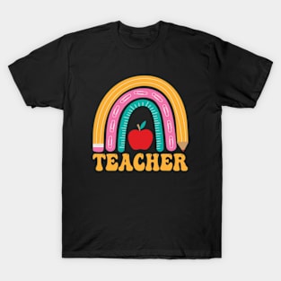 Teacher Rainbow Pencil Back To School Appreciation T-Shirt